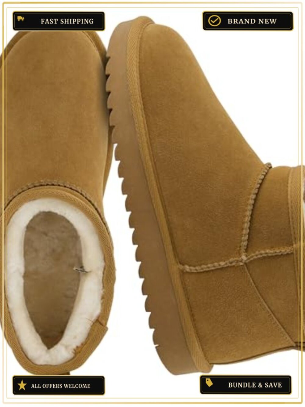 Genuine Suede Pull On Ankle Boots with Faux Fur Lining